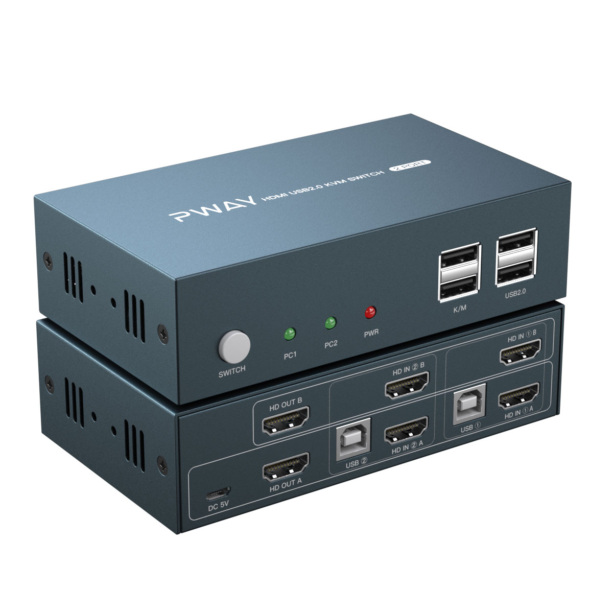 2口 4K 双显 KVM 切换器