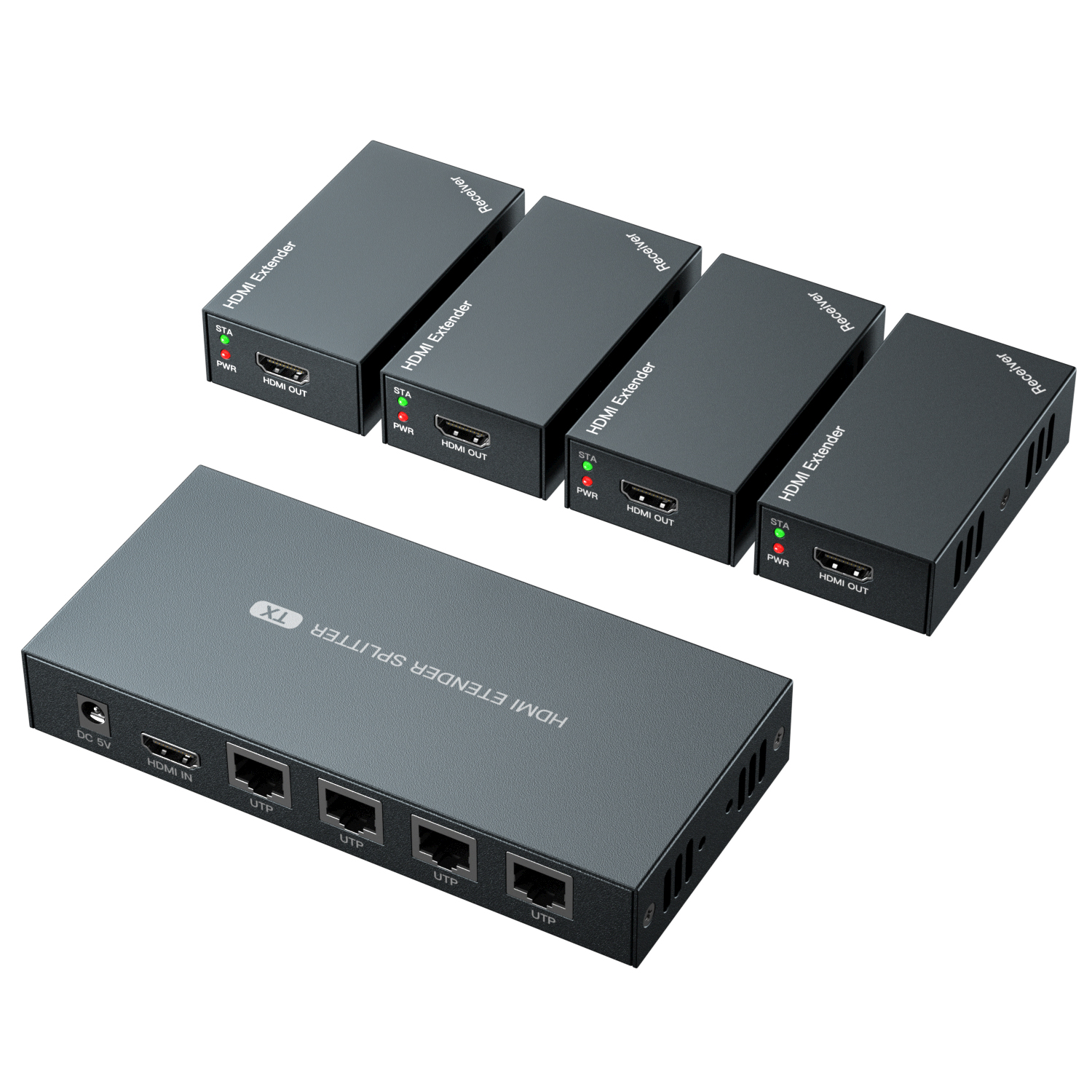  HDMI分配器60米1发4收网线延长  分配延长器POC一进四出